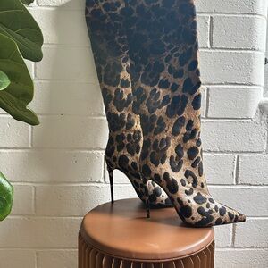 Dolce & Gabbana x Kim Kardashian Leopard Knee High Boots 39- Never Worn